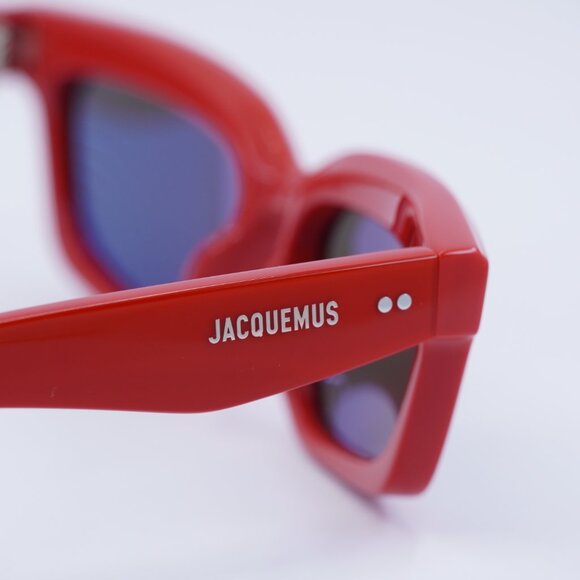 Jacquemus SALON JAC/62 C4 Sunglasses Red Rectangle Frame, Grey Lenses main image 10